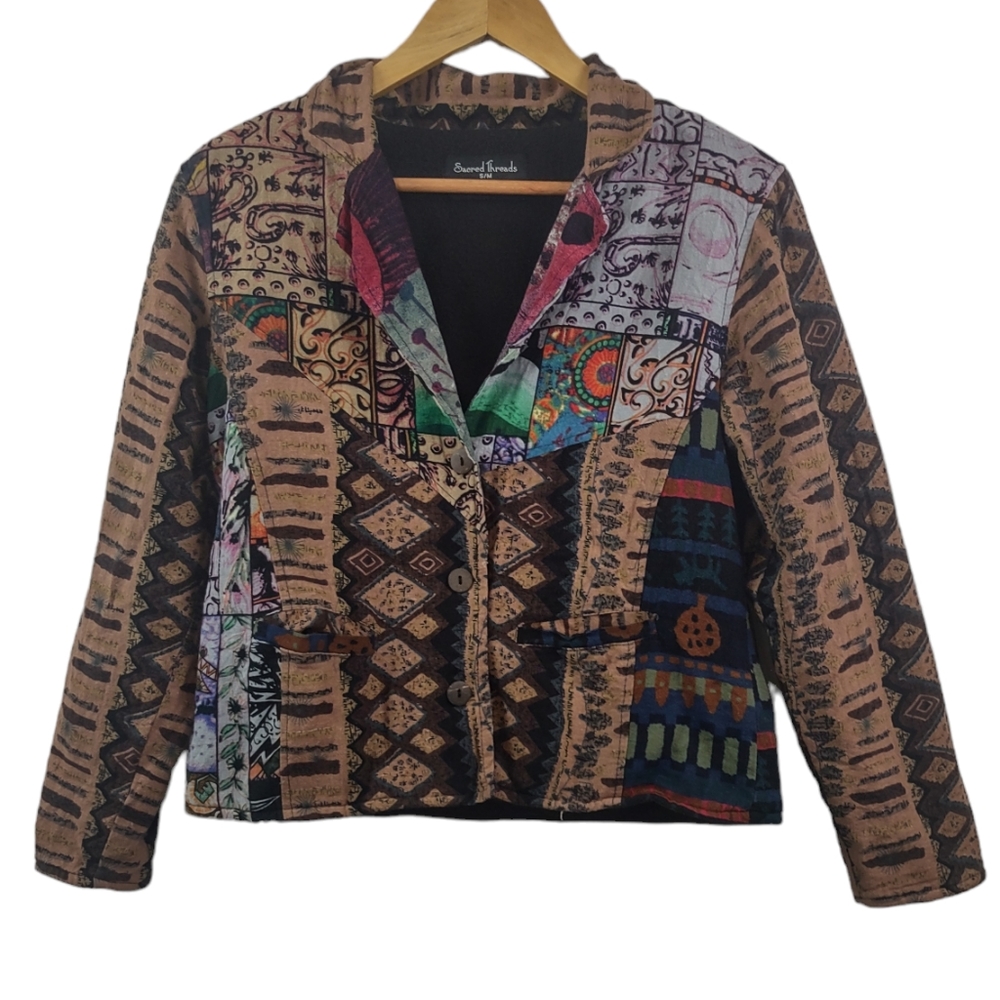 Sacred Threads Boho Hippie Multicolor Blazer Jack… - image 1